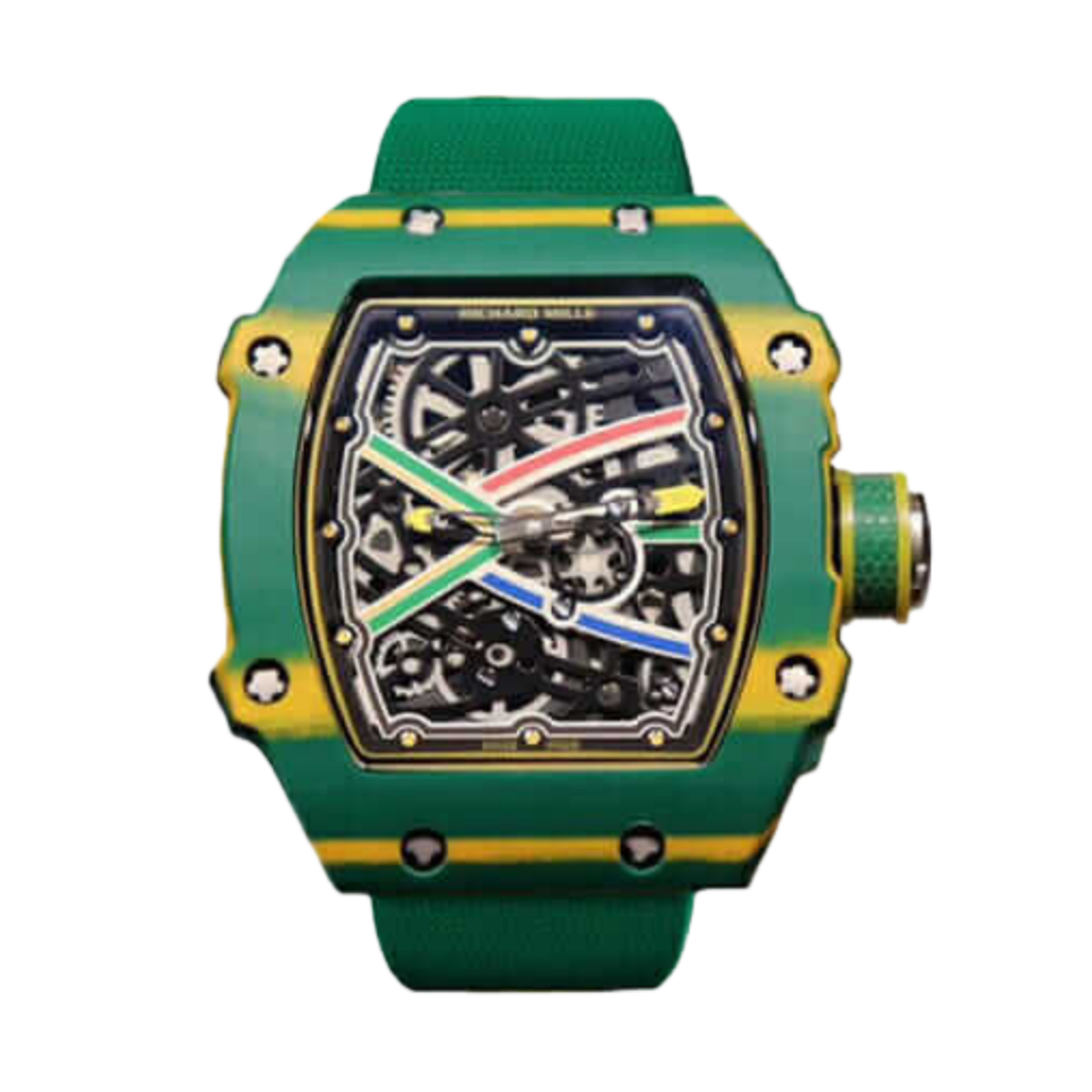 【7A Quality】Best Replica Richard Mille RM 67-02 Skeleton Dial Watch With Green Fabric Strap