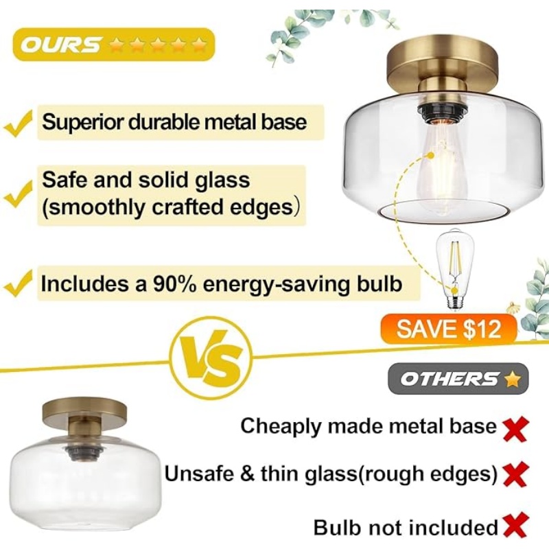 CIELUME Industrial Semi Flush Mount Ceiling Light