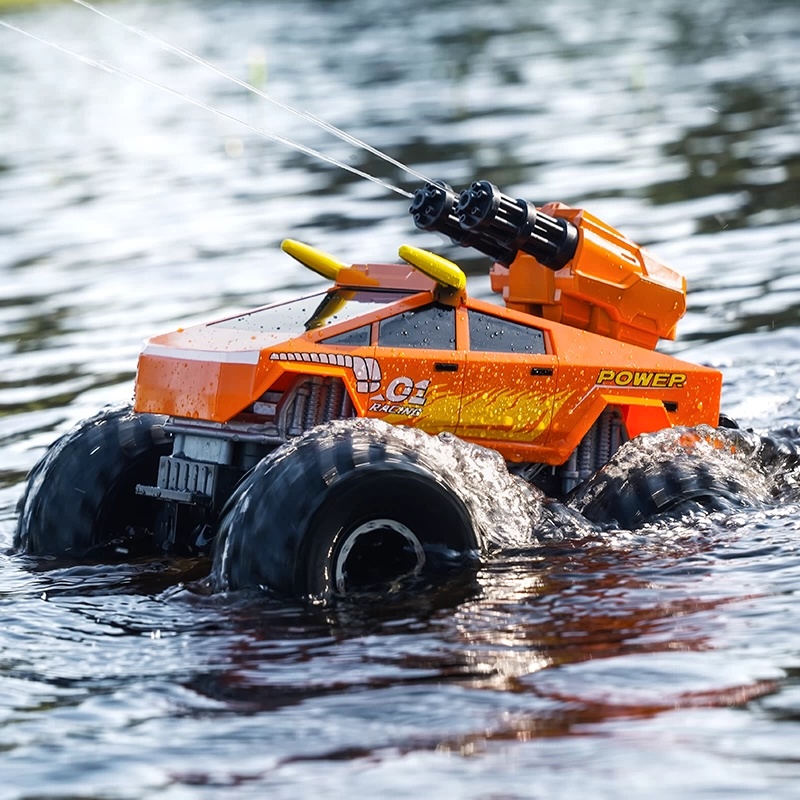 Amphibious RC Off-Road Truck with Water-Spraying Cannon | 4WD Stunt Vehicle