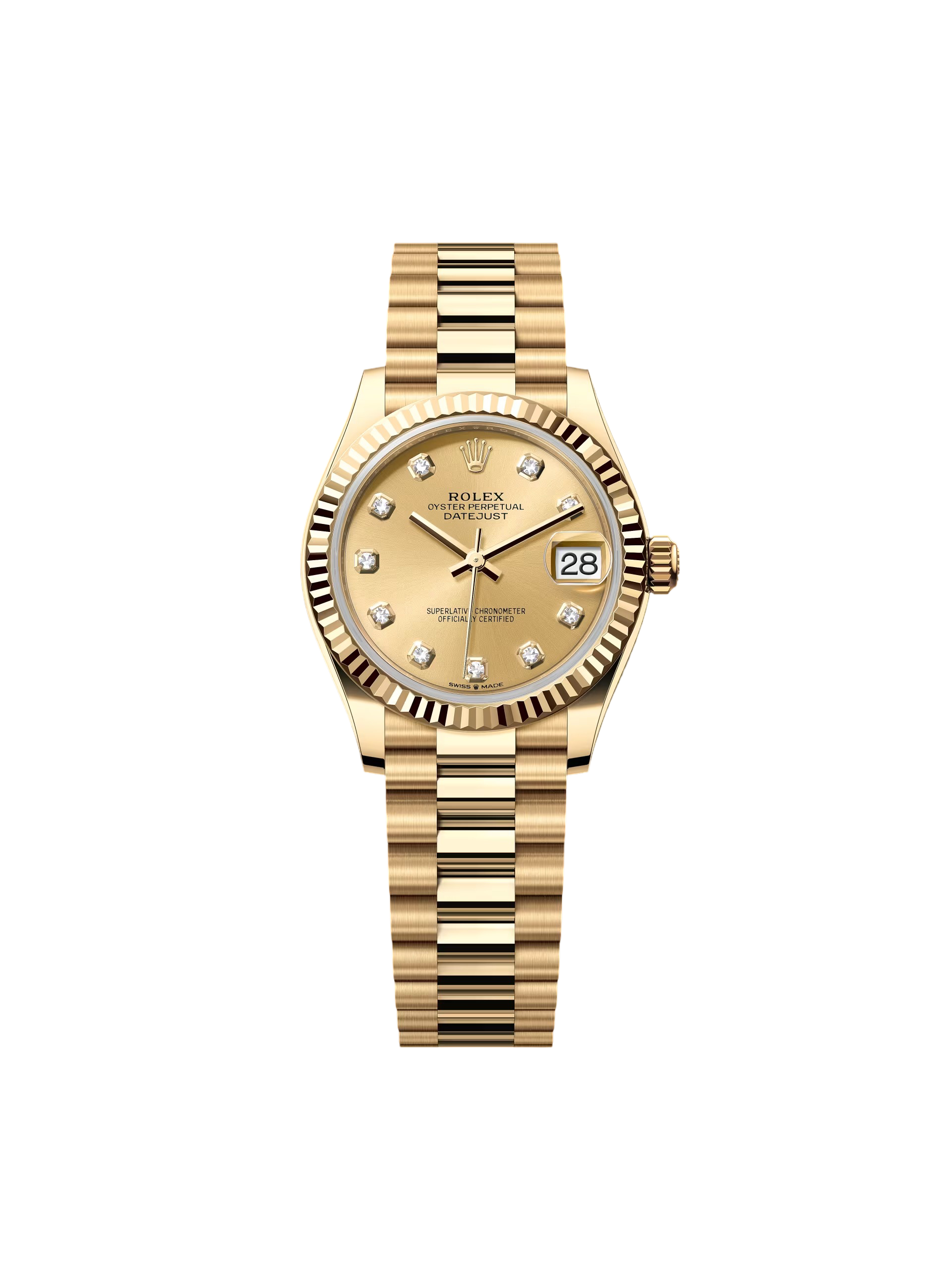 Rolex Datejust m278278-0009 Champagne 31mm Dial President Bracelet Watch