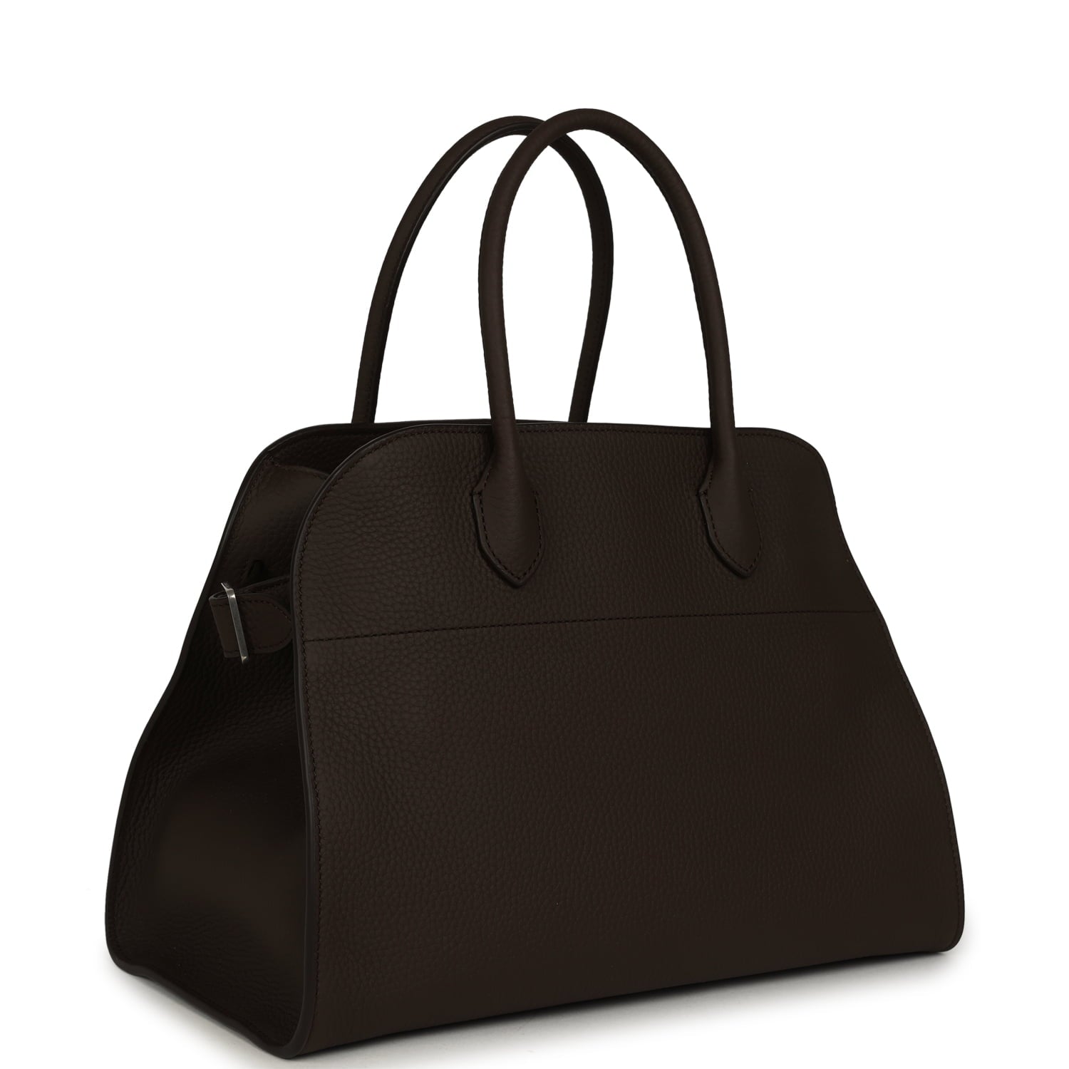 THE ROW Soft Margaux 12 Bag Deep Brown Calfskin Silver Hardware