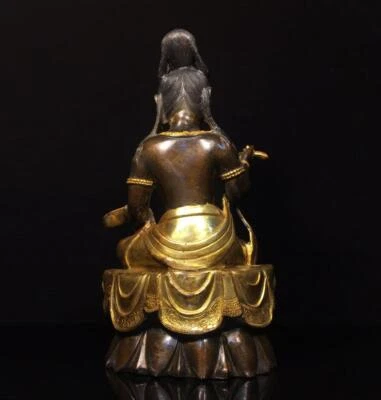 32CM Old Chinese Bronze Statue Guanyin Buddha Q775