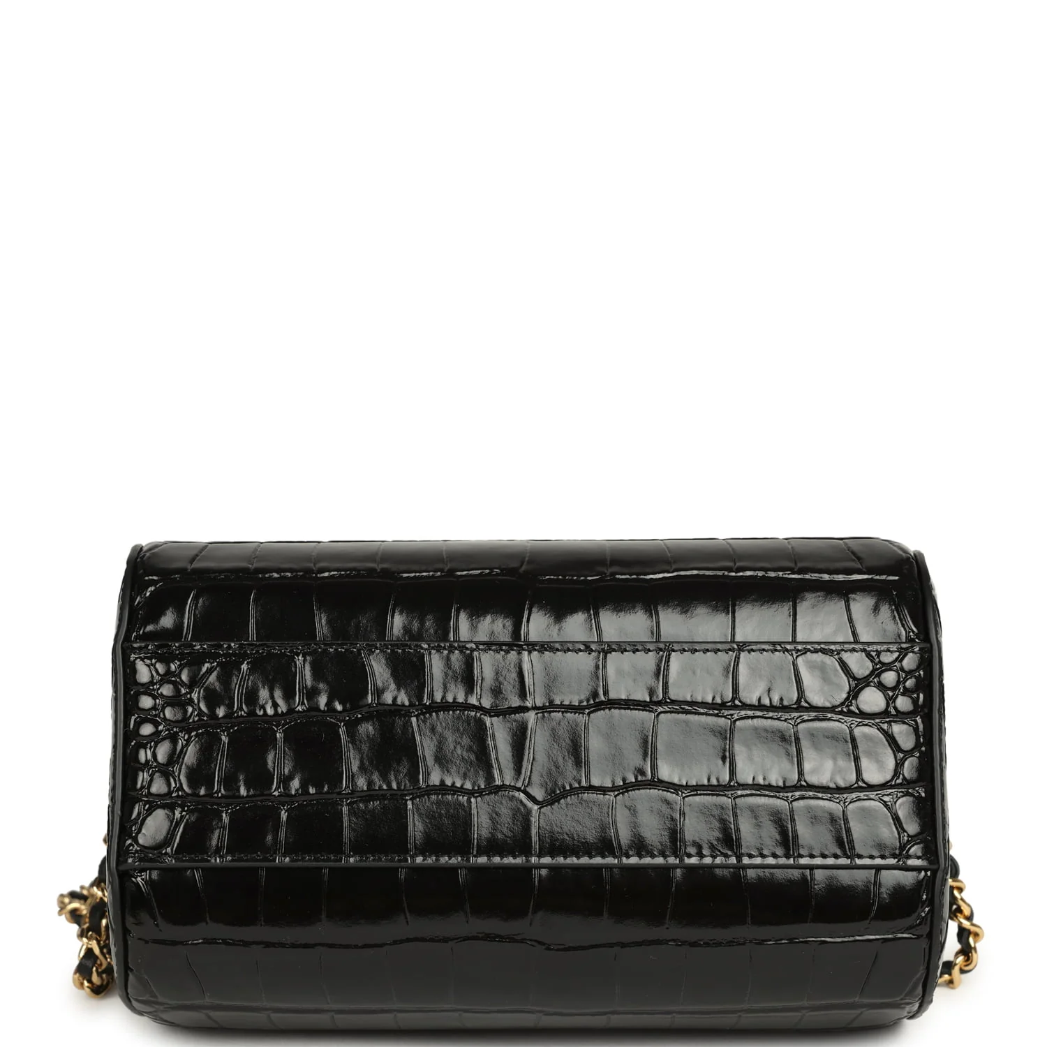 Chanel Mini Timeless Classic Barrel Bag with Chain Black Croc Embossed Calfskin Gold Hardware