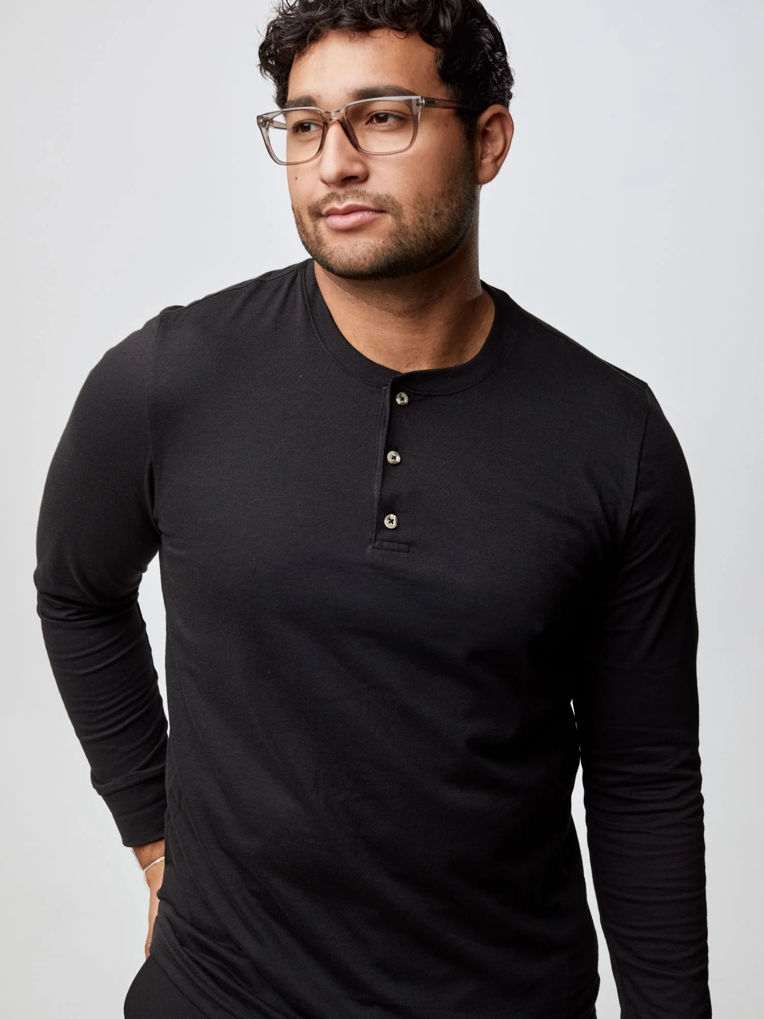 Black Long Sleeve Henley