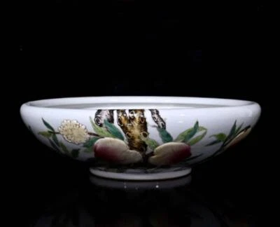 29CM Yongzheng Signed Old Chinese Famille Rose Brush Washer W/peach N288
