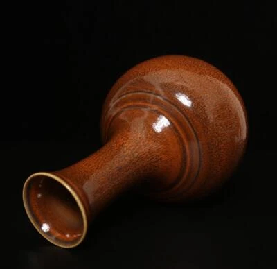 23.5CM Tianqi Signed Old Chinese Red Glaze Yaobian Glaze Vase