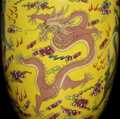 41CM Qianlong Signed Old Chinese Famille Rose Vase W/dragon