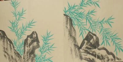 Qi Gong Signed Chinese Hand Painted Calligraphy Scroll w/bamboo