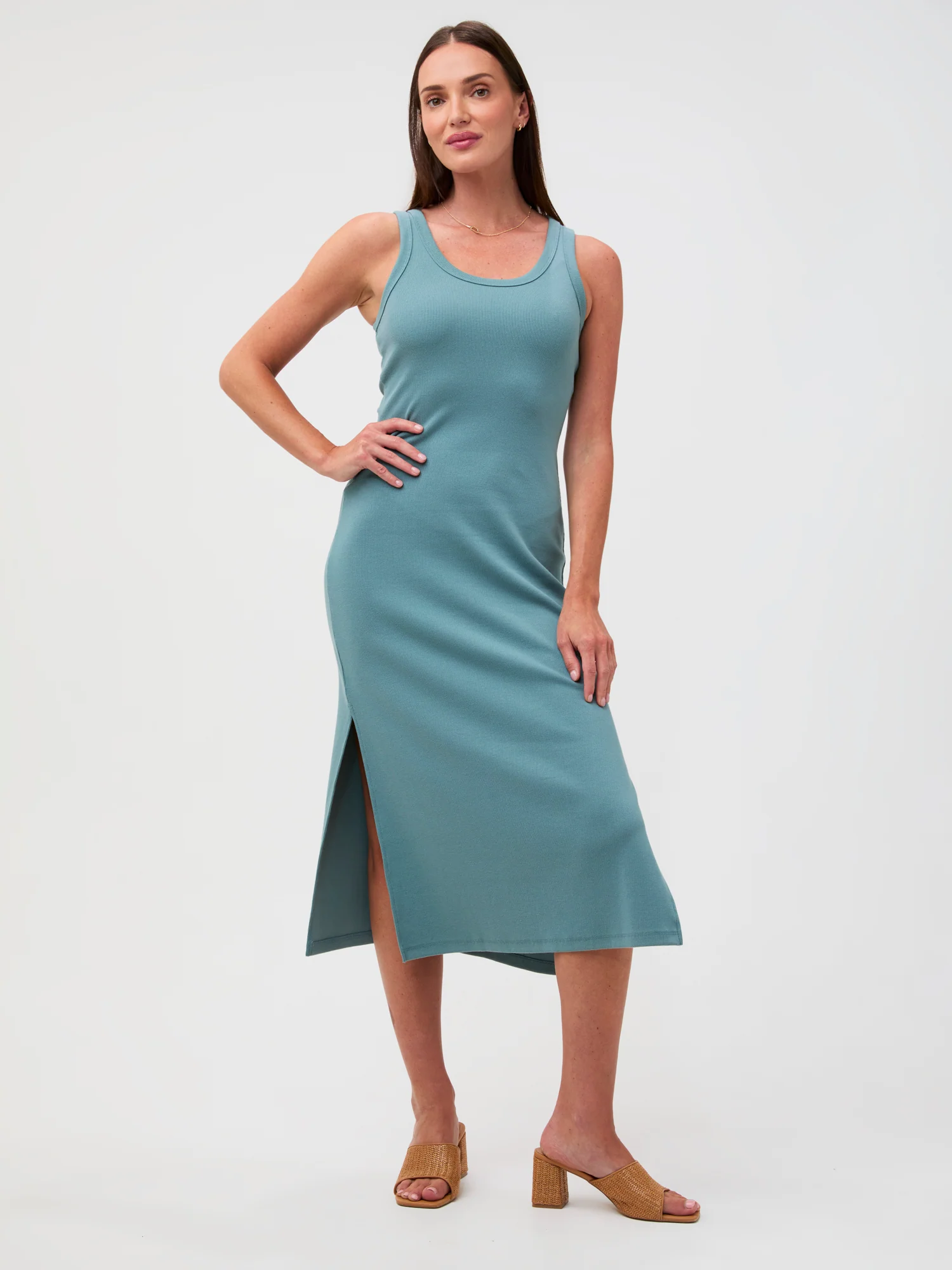 Harbor Mist Ribbed Tank Dress