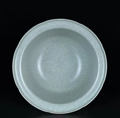 26CM Old Chinese Ru Kiln Brush Washer w/poem N979