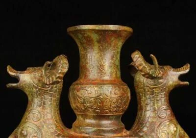 21CM Old Chinese Bronze Statue Zun Pot w/sheep N1769