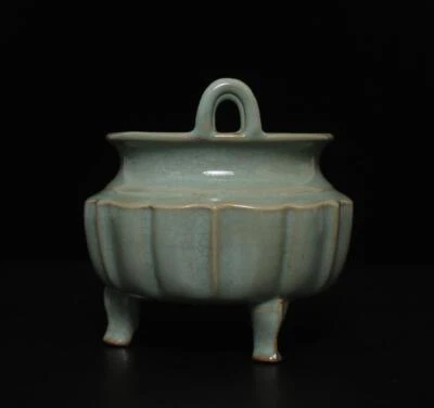 Old Fine Chinese Ru Yao Ru Kiln Incense Burner w/feet