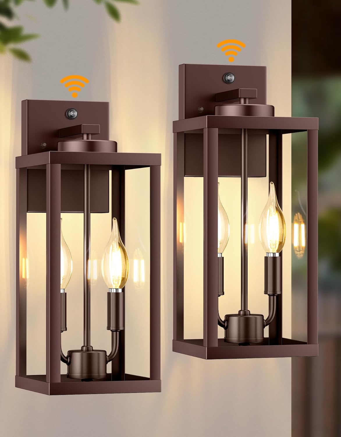 Dusk to Dawn Outdoor Wall Sconce 2-Light