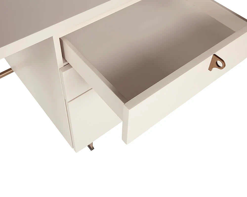 Celine Sleek Home Office Desk – Contemporary Workstation with Drawer Storage in Matte Cream