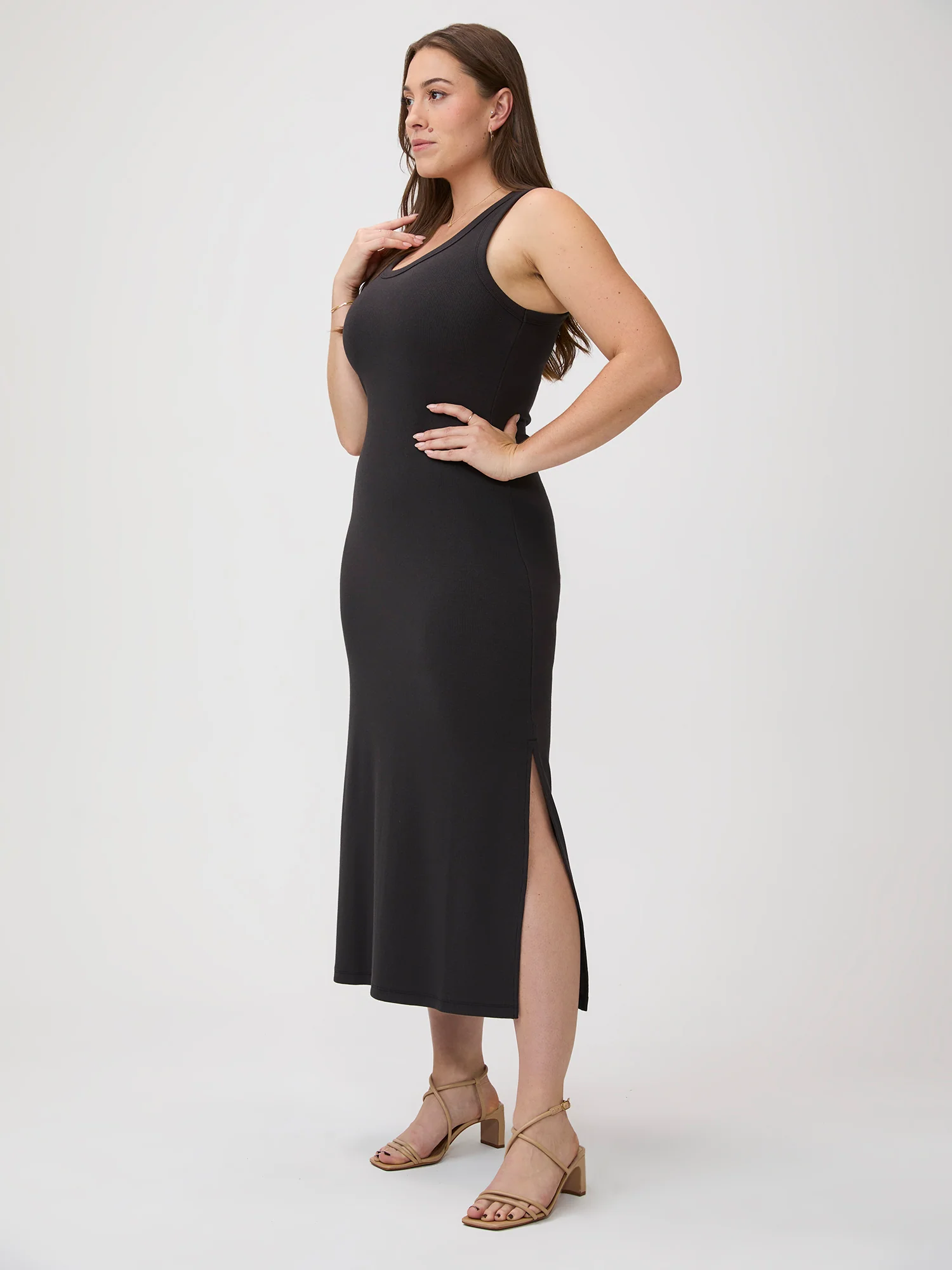 Black Ribbed Tank Dress