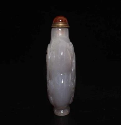 Old Chinese Carved Coloured Glaze Gourd Snuff Bottle w/flowers