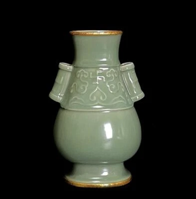 24CM Old Chinese Longquan Kiln Vase w/ear N832