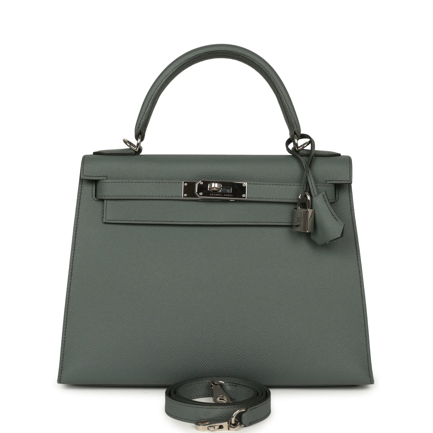 HERMÈS Kelly Sellier 28 Vert Amande Epsom Palladium Hardware
