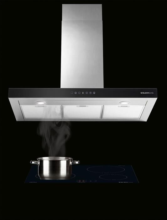 GLEM GAS - Cappa a parete GHB990IXA Classe A-Nero / Acciaio Inox