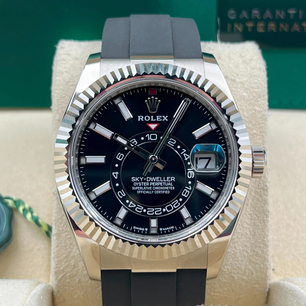 RLX  Sky-Dweller 42mm White Gold Black Dial Oysterflex - 336239