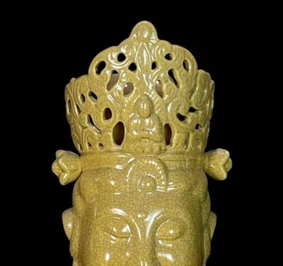 38CM Old Chinese Chai Kiln Statue w/ Buddha N585