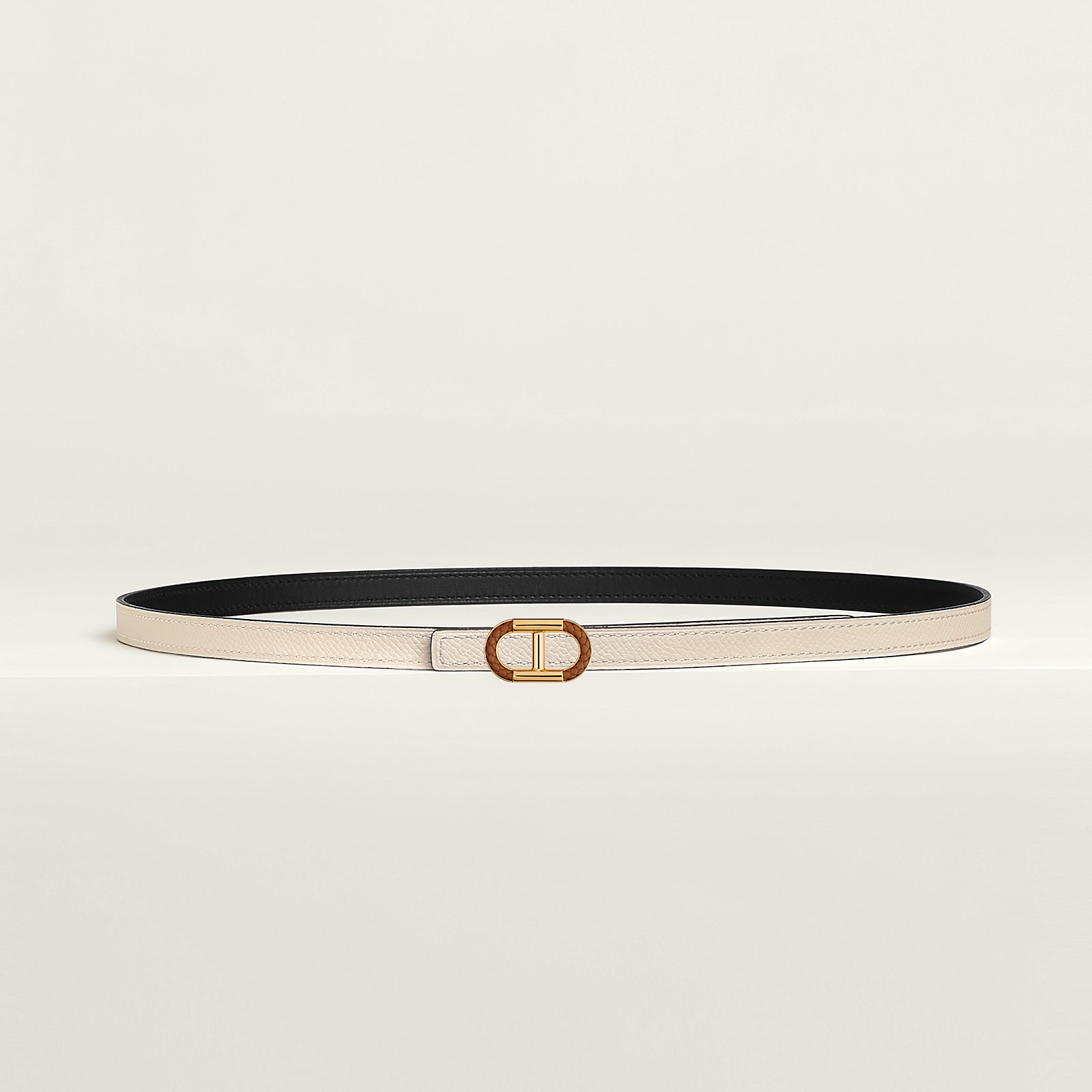Maillon H Tresse belt buckle & Reversible leather strap 13 mm