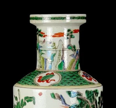 44CM Kangxi Signed Old Chinese Wucai Vase W/figure CK526