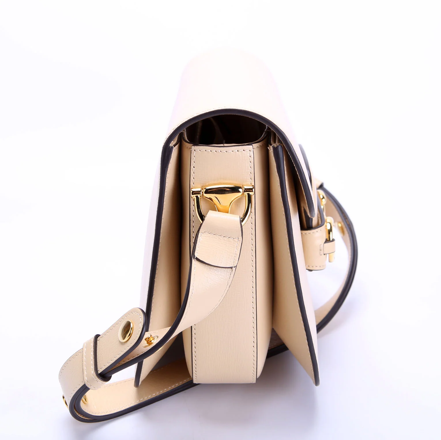 GUCCI 602204 Horsebit 1955 Leather Shoulder Bag Beige