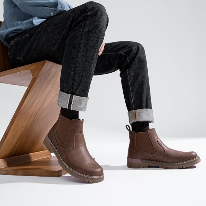 Men's Retro Elastic Side Slip On Chelsea Non-Slip Ankle Boots