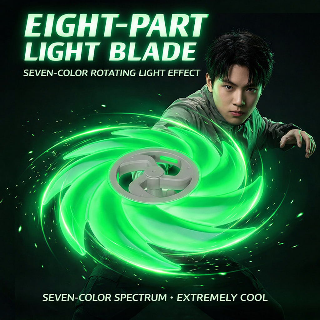 The Seven-Colored, Eight-Sectioned Light Blade Wheel Glows