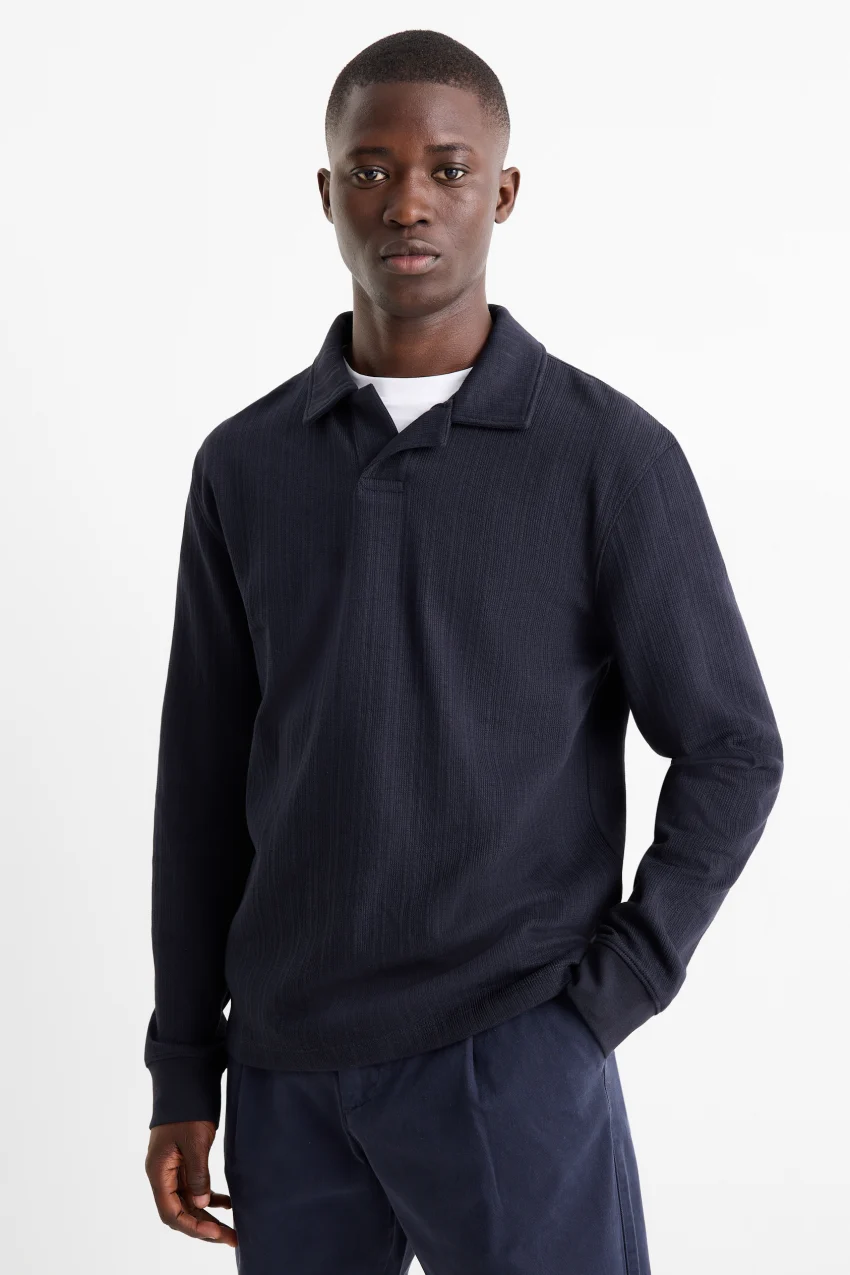 Polo shirt - relaxed fit - textured