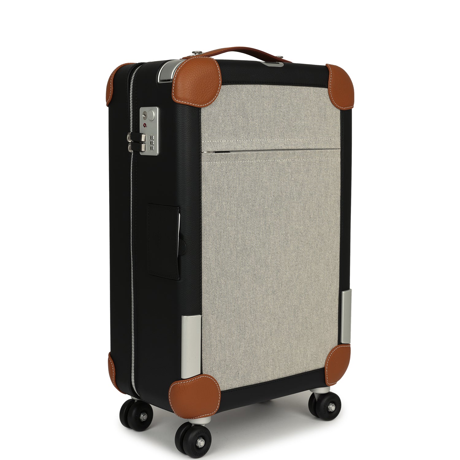Hermes R.M.S. Cabine Rolling Suitcase Écru, Black Plume H Canvas, Fauve, Black Régate Palladium Hardware