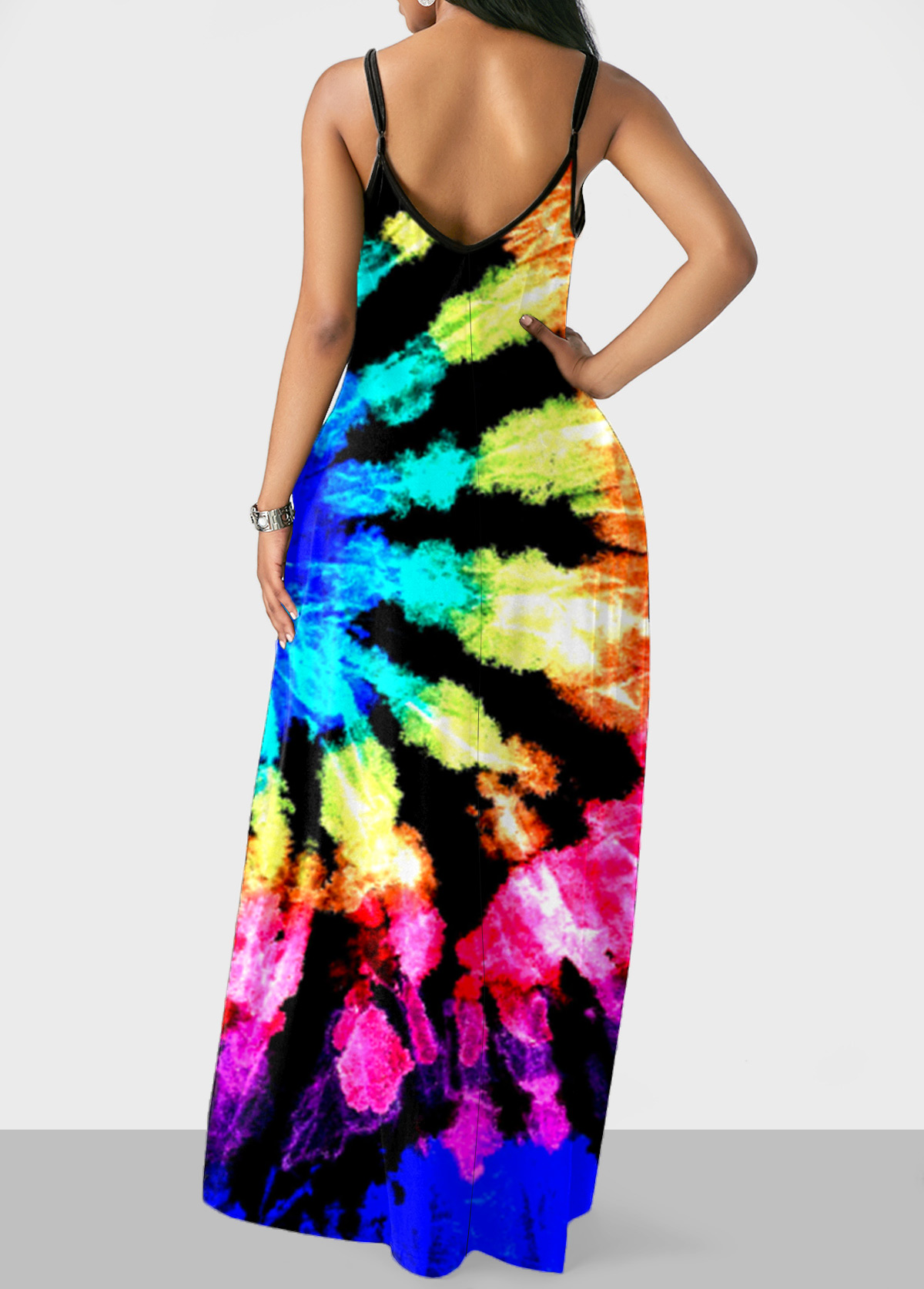 Multicolor Tie Dye Print Maxi Dress