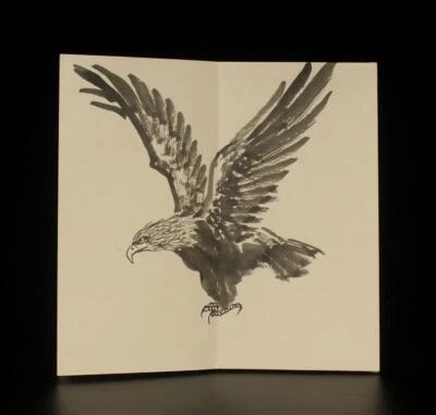 Xu Beihong Signed Old Chinese Hand Painted Calligraphy Scroll w/eagle