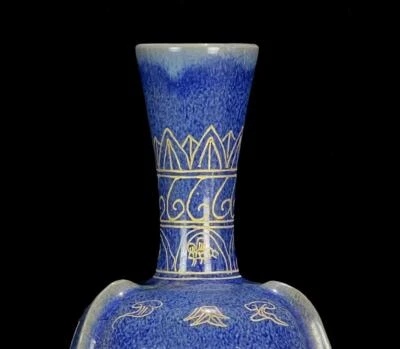 31CM Old Chinese Jun Yao Jun Kiln Vase w/rosefinch N558