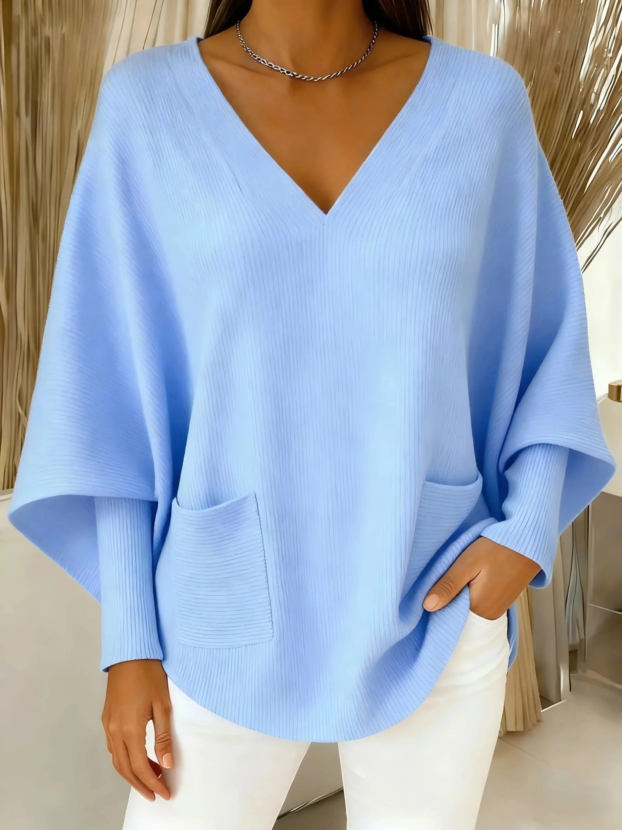 🌲 SALE🔥 Women's Casual Solid Color V-Neck Sweater