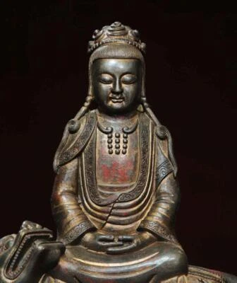 25CM Old Chinese Bronze Statue w/ Buddha N2889