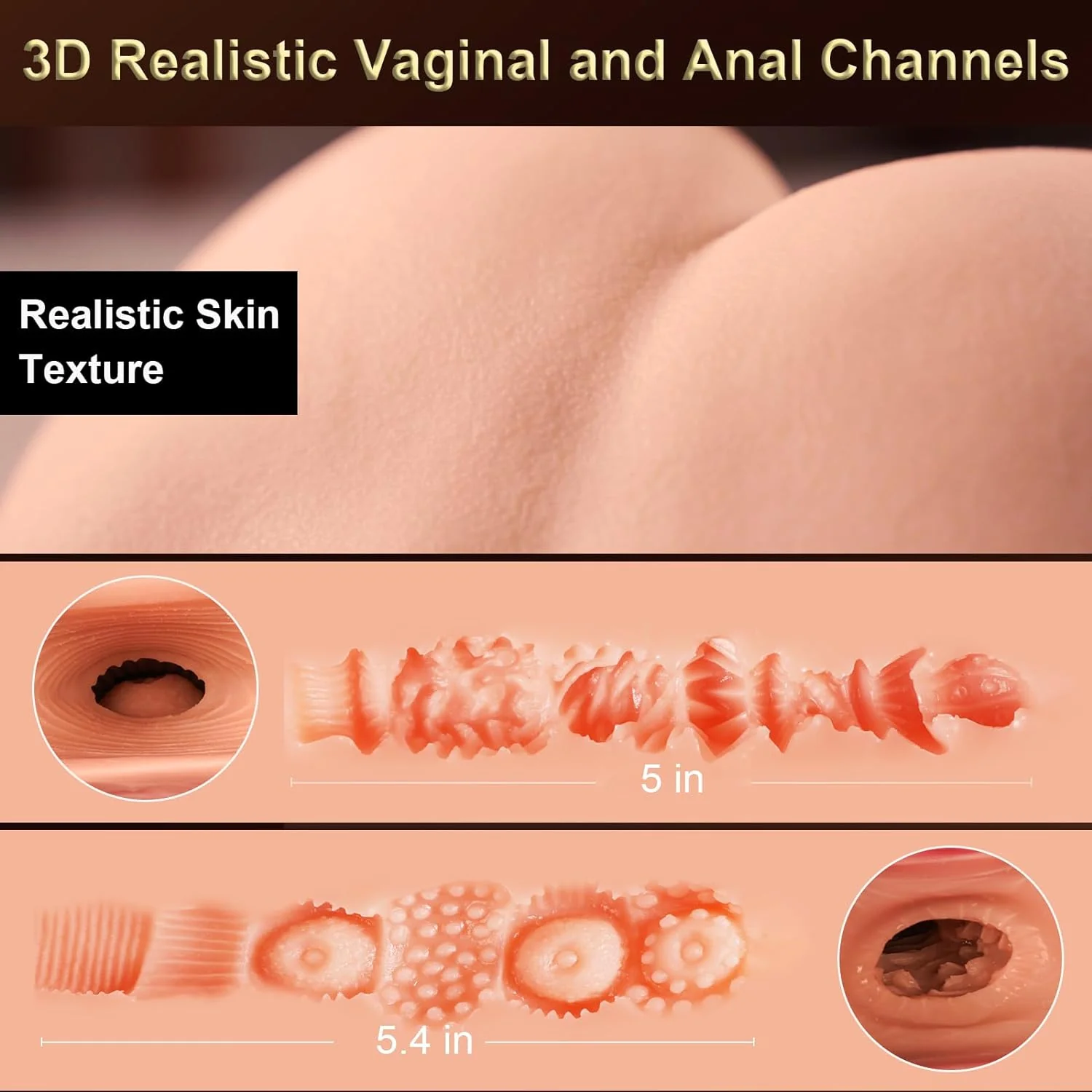 EU Stock - TPE 24.25 lbs Nature Skin Real Size Big Butt Realistic Sex Doll Torso With Auto Vagina Sucking