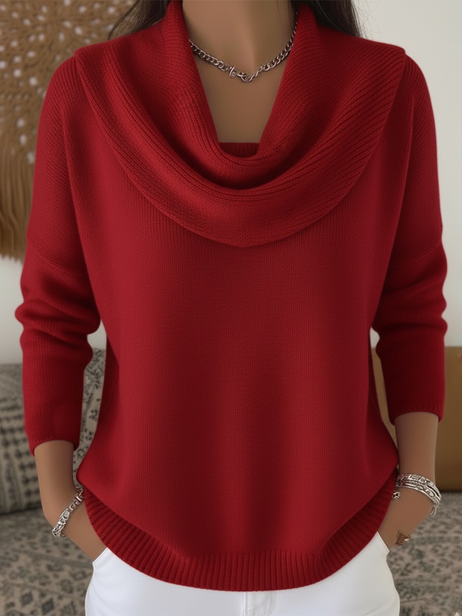 🌲 SALE🔥 Women's Soft and Elegant Solid Color Ruffled Collar Sweater Top