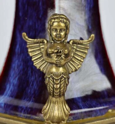 43CM Yongzheng Signed Old Chinese Yaobian Glaze Red Glaze Vase w/kid N3940