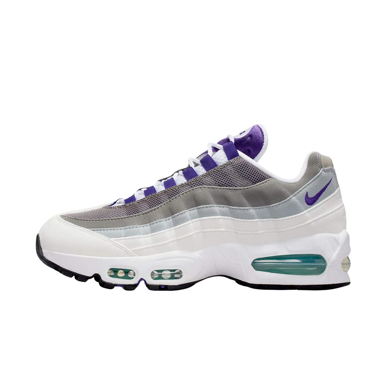 WMNS Nike Air Max 95 Big Bubble (White/court Purple-emerald Green)