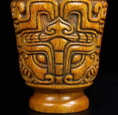 Old Chinese Cow Statue Cup w/dragon N2166