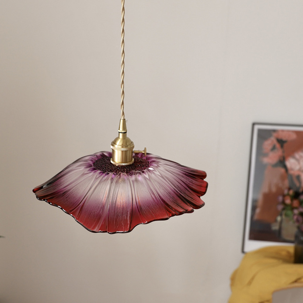 Elegant Flower Shape Glass Dining Room Pendant Light