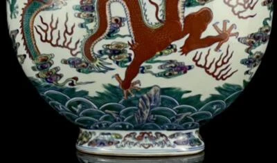 35CM Qianlong Signed Old Chinese Doucai Vase W/dragon N1064