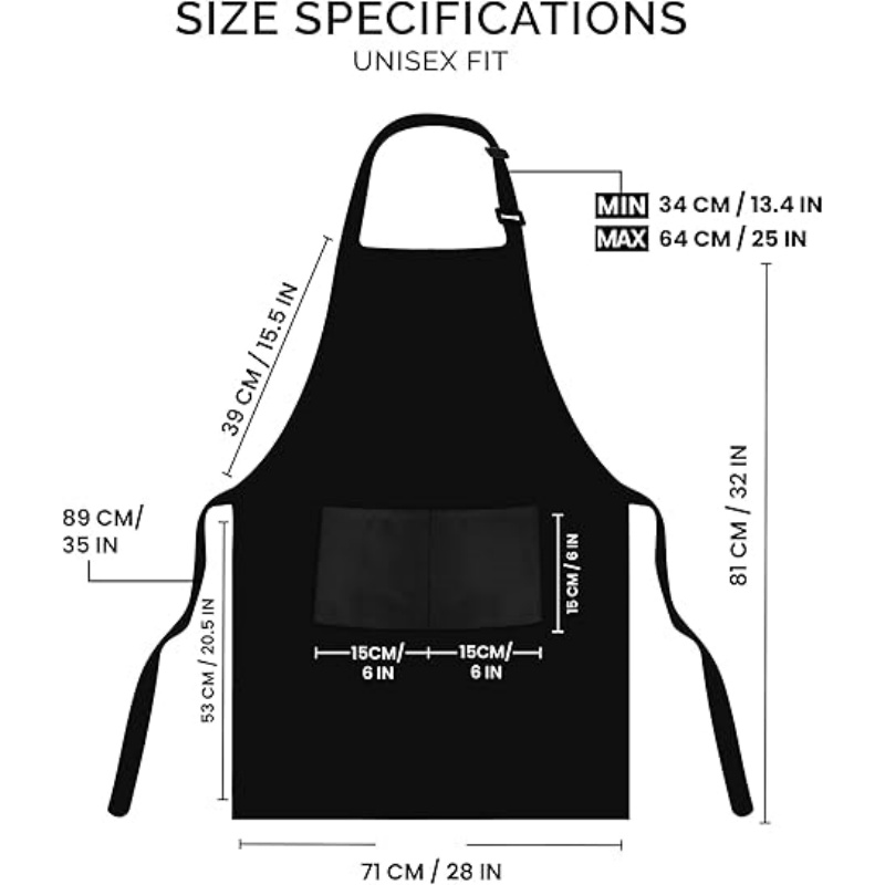 MORWEN 2 Pack Bib Apron, Adjustable with 2 Pockets