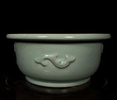 Old Chinese Ru Yao Ru Kiln Brush Washer w/dragon Q975