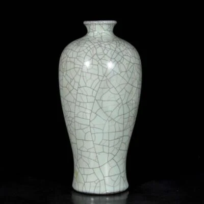 29CM Old Chinese Song Ge Kiln Vase W/poem N3704