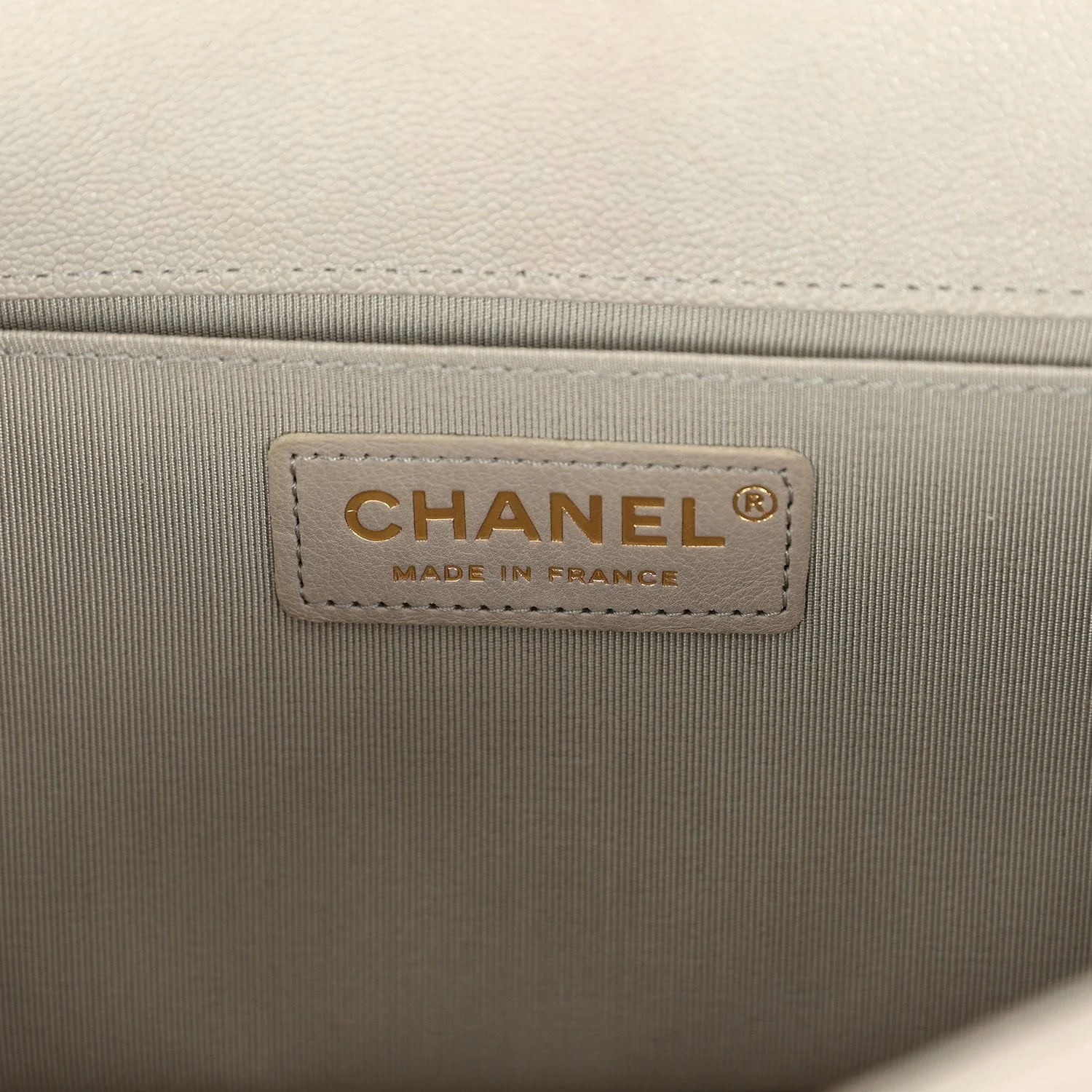 Chanel Medium Boy Bag Grey Caviar Antique Gold Hardware