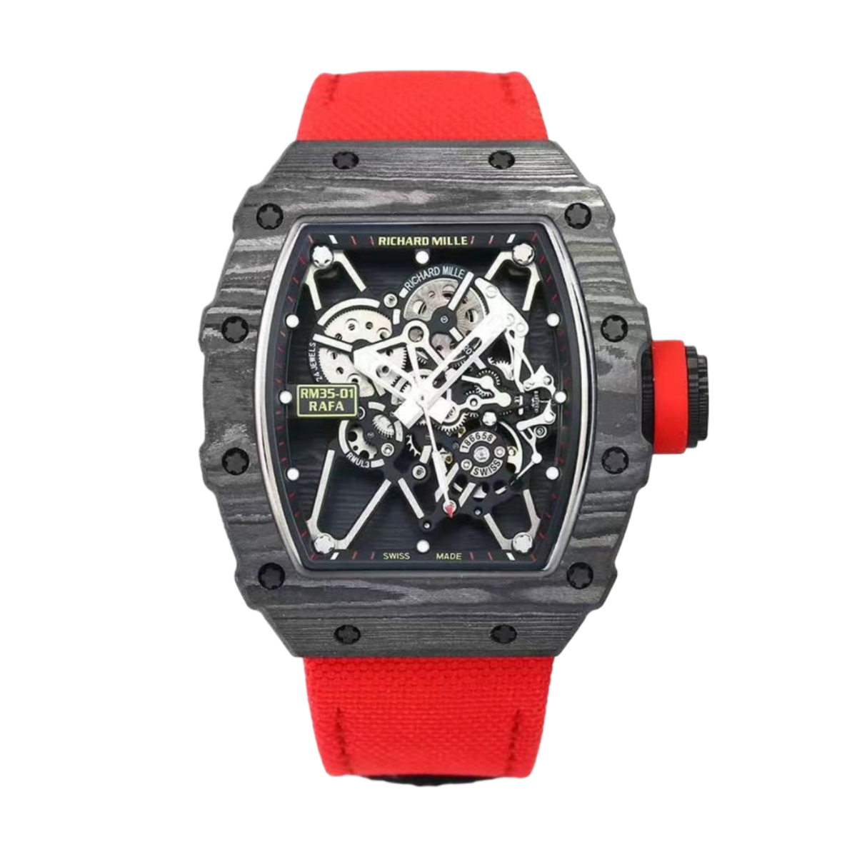 【7A Quality】Best Swiss Replica Richard Mille RM 35-01 Rafael Nadal Watch – Carbon Fiber Case