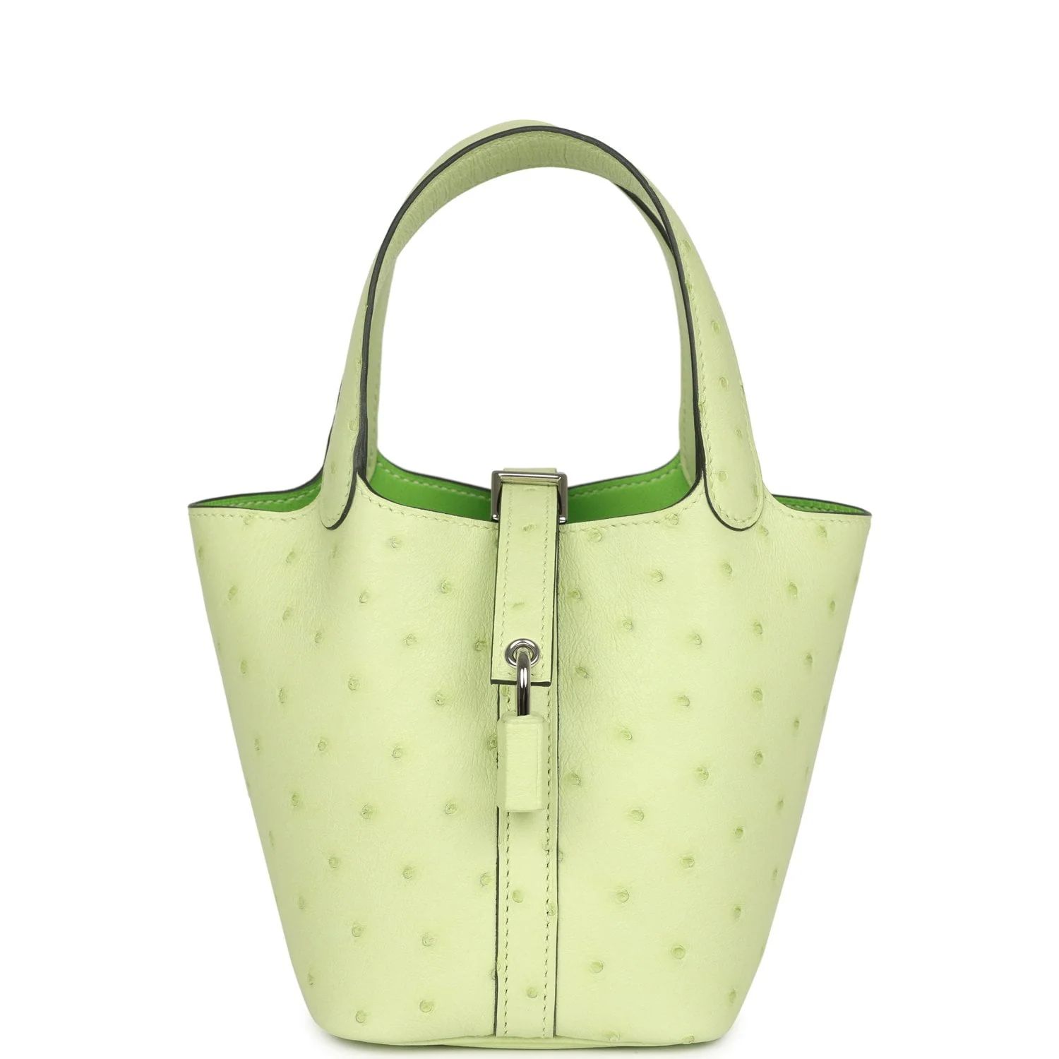 HERMÈS Micro Picotin Lock 14 Jaune Bourgeon Ostrich Palladium Hardware